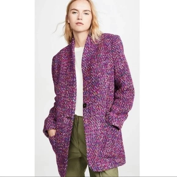 Veronica Beard Jackets & Blazers - VERONICA BEARD Crispin Coat, Purple Multi Metallic Boucle Fabric, Size 8